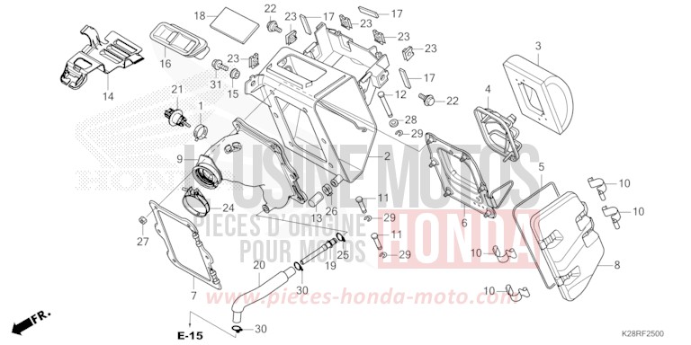 LUFTFILTER von CRF125FB "große Räder" EXTREME RED (R292) von 2025